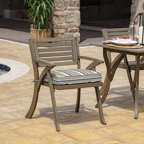 Arden Selections Profoam Essentials Outdoor Seat Cushion 19 X 20, Taupe Grey Linen Stripe #TOP1