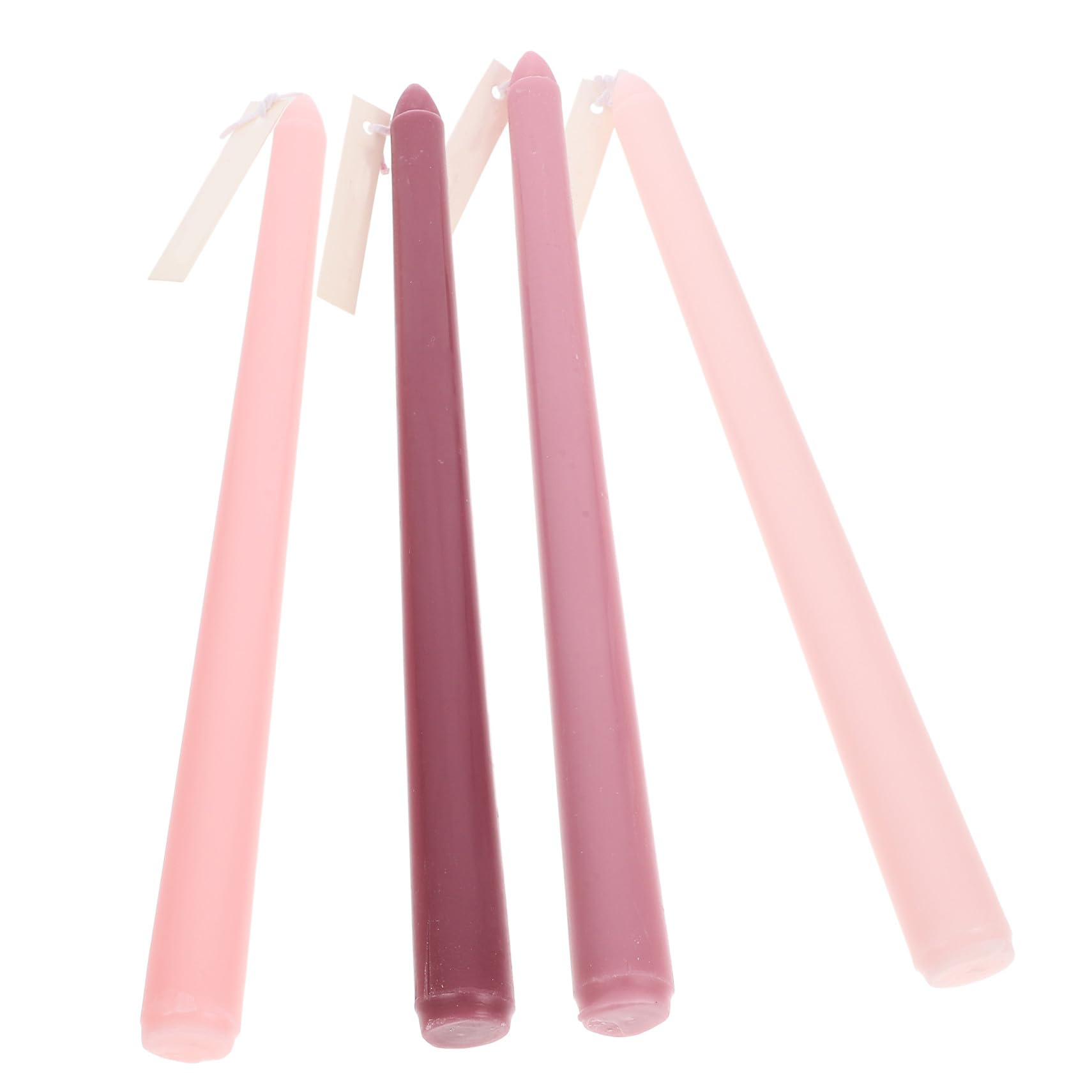 Kichvoe 4 Pezzi Candele Profumate Rosa in Paraffina, Lunghe a Stelo, senza Fumo, Perfette per Decorazioni Romantiche e Feste Nuziali