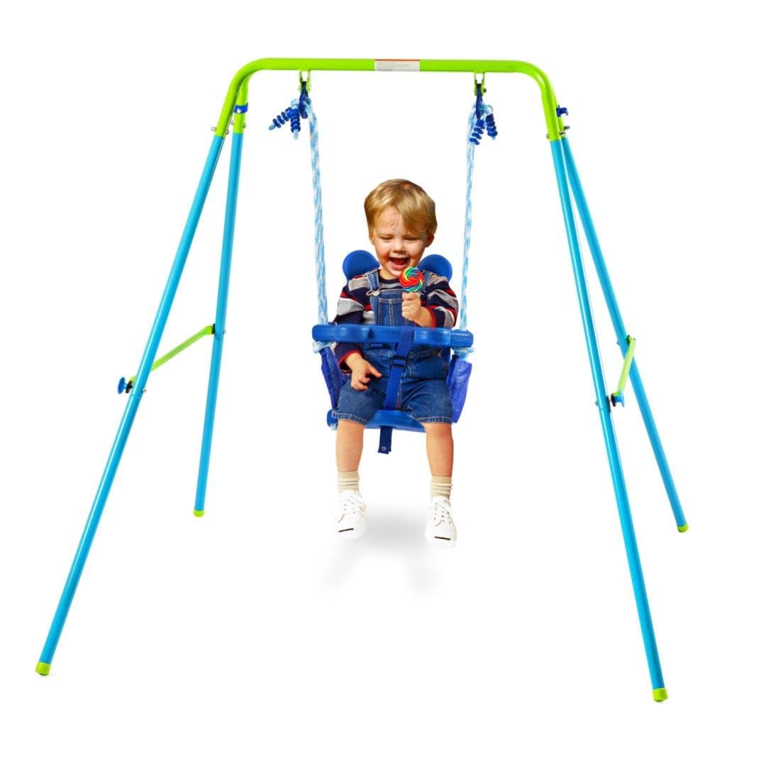 HLC Altalena per Bambini,Altalena da Giardino per Bambini Pieghevole，Altalena da Giardino Interno ed Esterno，Altalena Neonato，Adatto dai 9 ai 36 Mesi,135x135x122cm