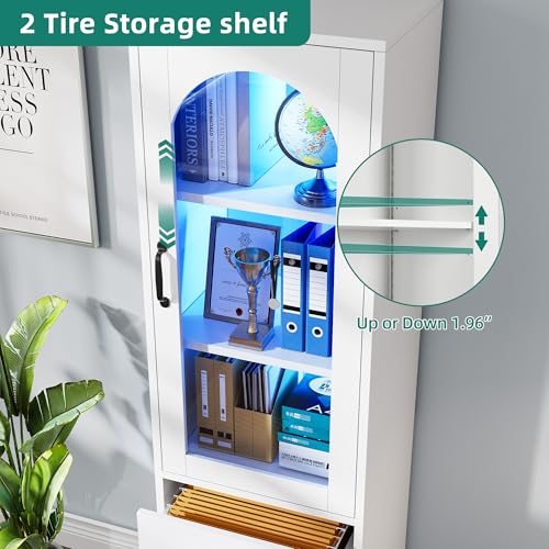 Yitahome MAYIHVDN45 Bookcase, Bookshelf With Door And Lighting, 2 Drawer Wood File Cabinet, Printer Stand With 3 Tier Storage Shelves For Home Office thumb #3