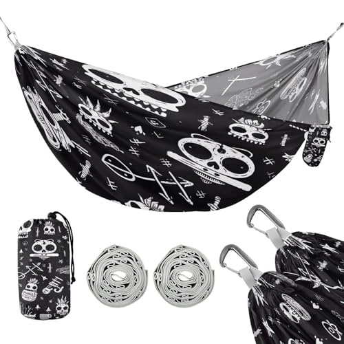 ATTX Colorful Skull Pattern Camping Hammock - Lightweight & Portable Hammocks, Heavy Duty 330lbs Capacity for Indoor, Hiking, Backpacking, Travel, Backyard, Beach#277