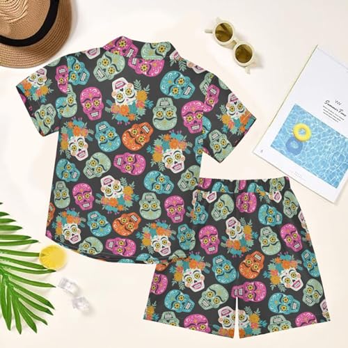 Image of visesunny Boy Floral Short Sleeve Button Down Shirt & Casual Shorts Set Summer Outfits 3-10 Years Clothes