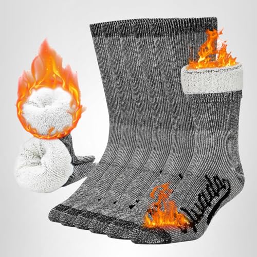 Alvada Merino Wool Hiking Socks Thermal Warm Crew Winter Boot Sock For Men Women 3 Pairs ML - Thumbnail 6