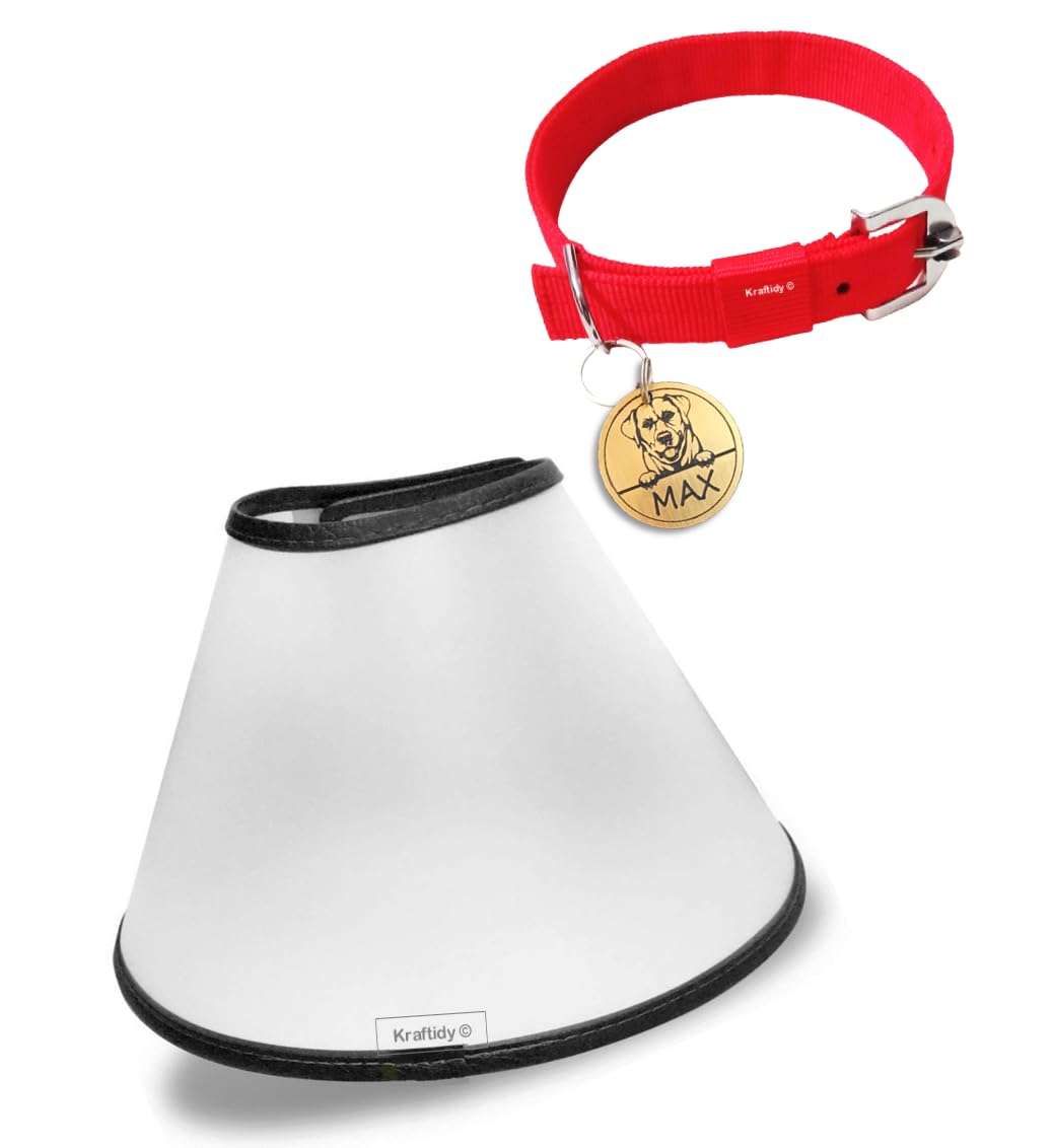 Kraftidy Dog Collar Elizabeth Cone with Name tag id Customized for Large Medium or Small Dogs Protective Wound Healing e Collar Neck Cone Collar with Personalized Dog Name (B0BQZ1Y4RC) Amazon Price History, Amazon Price Tracker