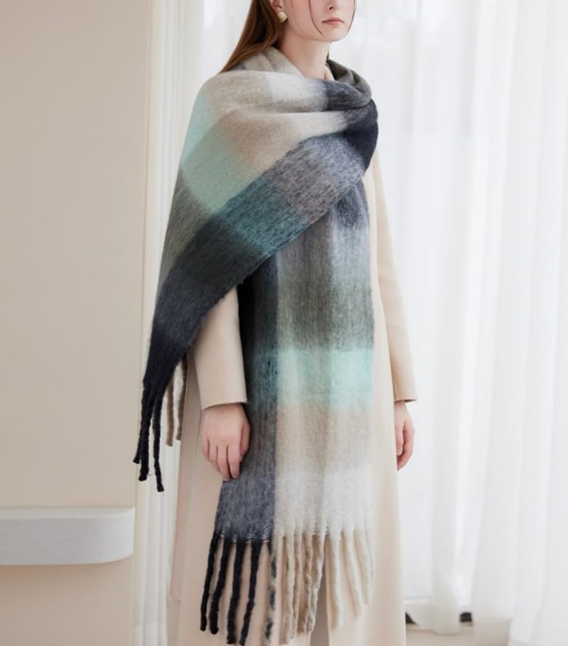 Chunky Scarf for Women Winter Plaid Thick Warm Long Shawl Wraps Cold Weather Big Christmas Fashion Blanket Scarves - Image 2