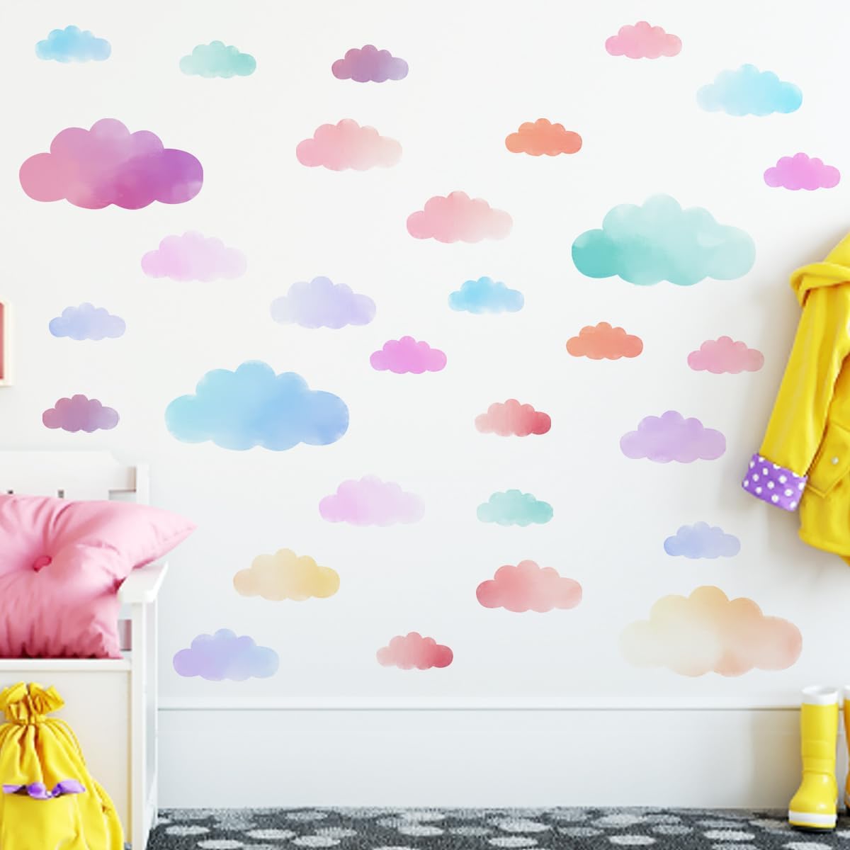 Wolken Wandaufkleber Bunte Wolken Wandaufkleber Abnehmbare Wolken Wandaufkleber Dekor für Baby Kinderzimmer Spielzimmer Schlafzimmer Klassenzimmer Kindergarten Wand