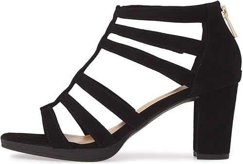 Miniatura 2 de FSJ Sandalias de tacón alto grueso con punta abierta para mujer, con correa en T, bombas de fiesta de noche, con corte, para oficina, zapatos