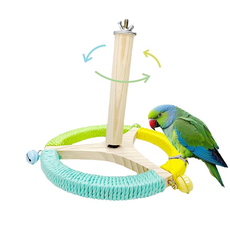 Poleiro giratório para aves com sinos, brinquedo interativo de madeira ExcyphrXyf, 1 unidade