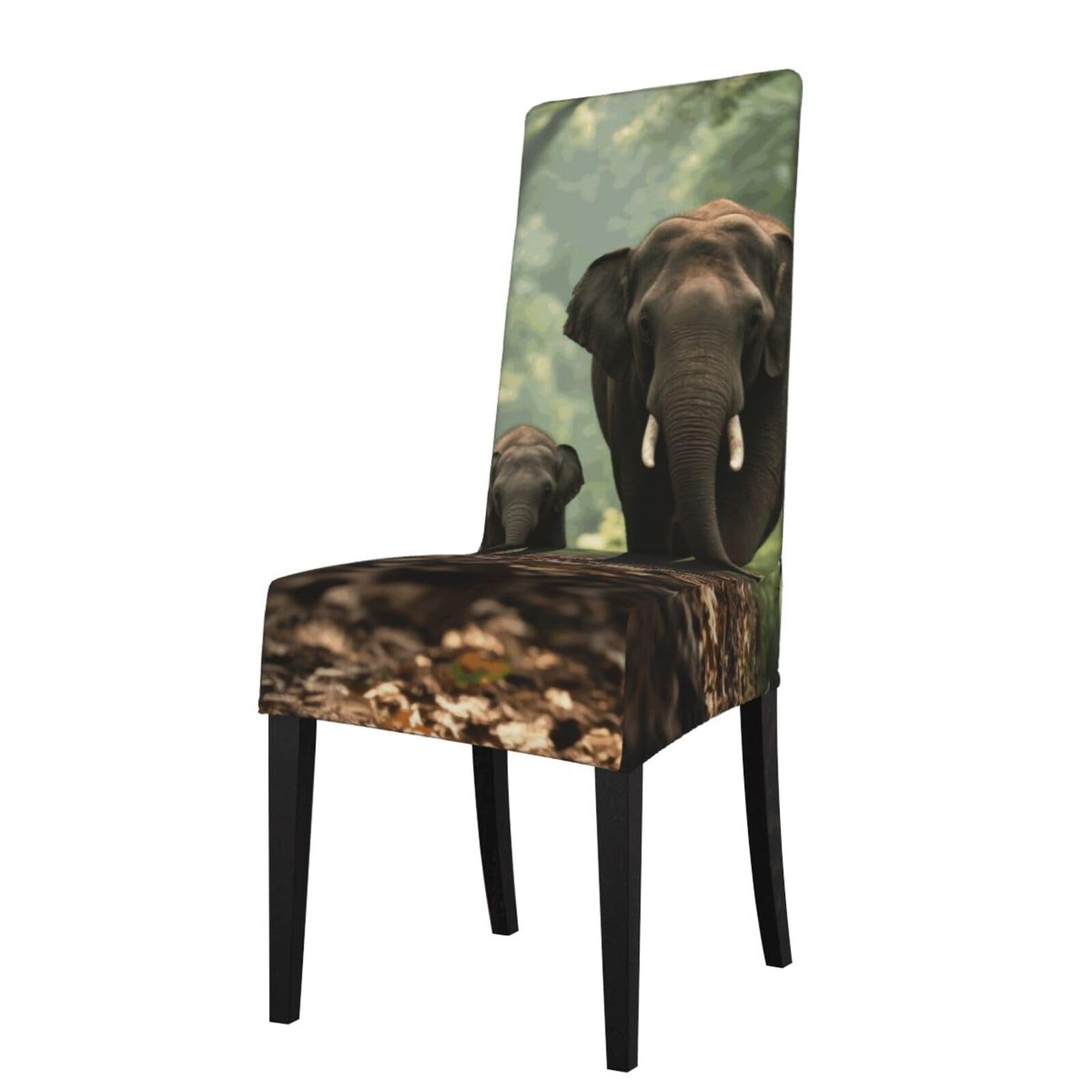 Fodpand Black Elephants Dining Room Chair Cover Stretch Parsons Chair Slipcovers Removable Washable Chair Protectors Cover High Elastic Seat Protector For Home,Kitchen, Hotel, Banquet