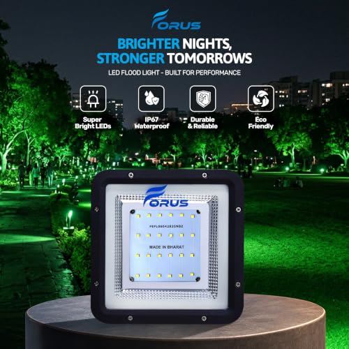 Image of Forus 20W LED Flood Light, Green Light, 4-Year Warranty, IP67 Waterproof Outdoor Lighting, High Mast Halogen Focus Light for Factory, Garage, Parking, Garden, Shop, Warehouse, Tent, Warehouse, 1PC