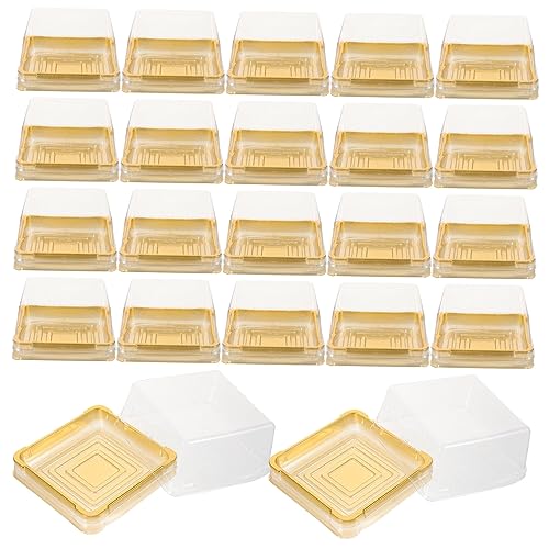NIYANGLE 50 Pack Mini Cupcake Boxes Mooncake Packaging Boxes Bakery Supplies Square Bottom Container Party Muffin