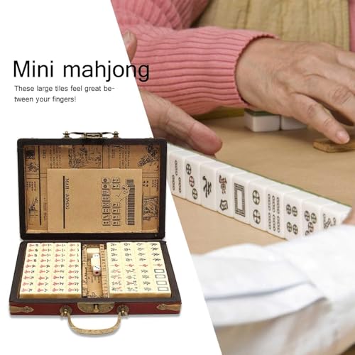 Mahjong chinois portable 144 pièces ensemble de jeu robuste vacances