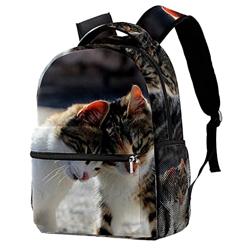 Sac à dos de voyage deux chats ergonomique avec porte-gourde latéral pour enfant