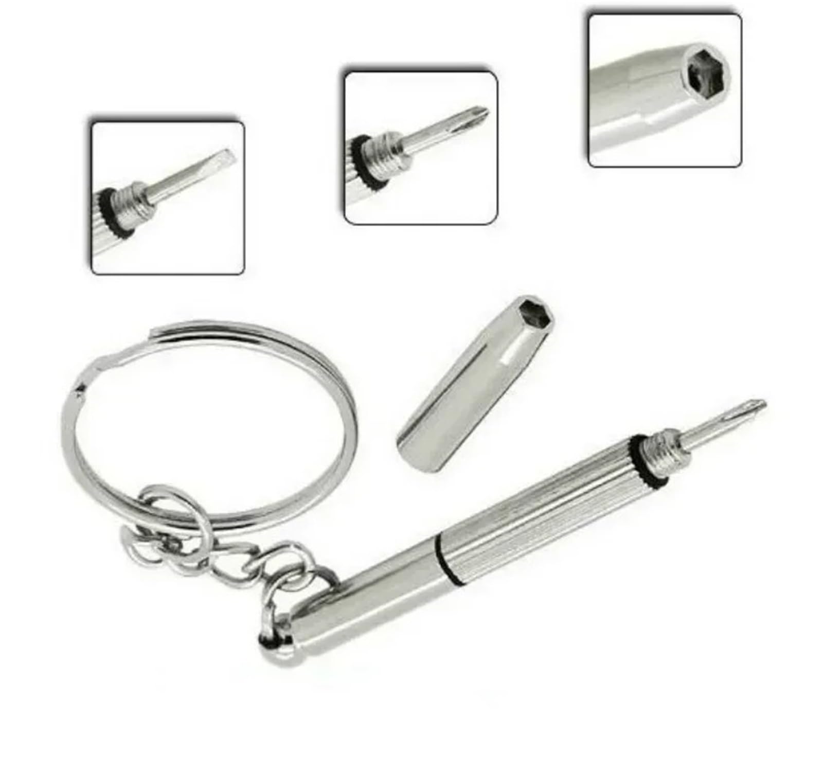 Set di cacciaviti for occhiali da 2 pezzi con portachiavi for riparazione orologi Nero(5pcs)