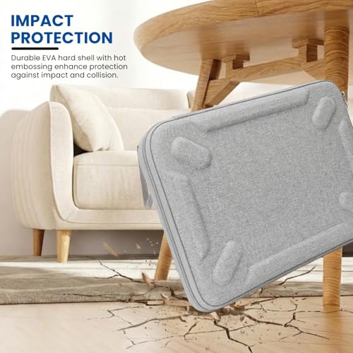 Image of Dyazo 14.1 Inch Hard Shell Laptop Sleeve Case | Zip Closure & Water Resistant EVA Protective Cover with Handle Strap | Compatible for MacBook, Dell, HP, Lenovo, MSI, ASUS & 14 inch Laptops (Grey)