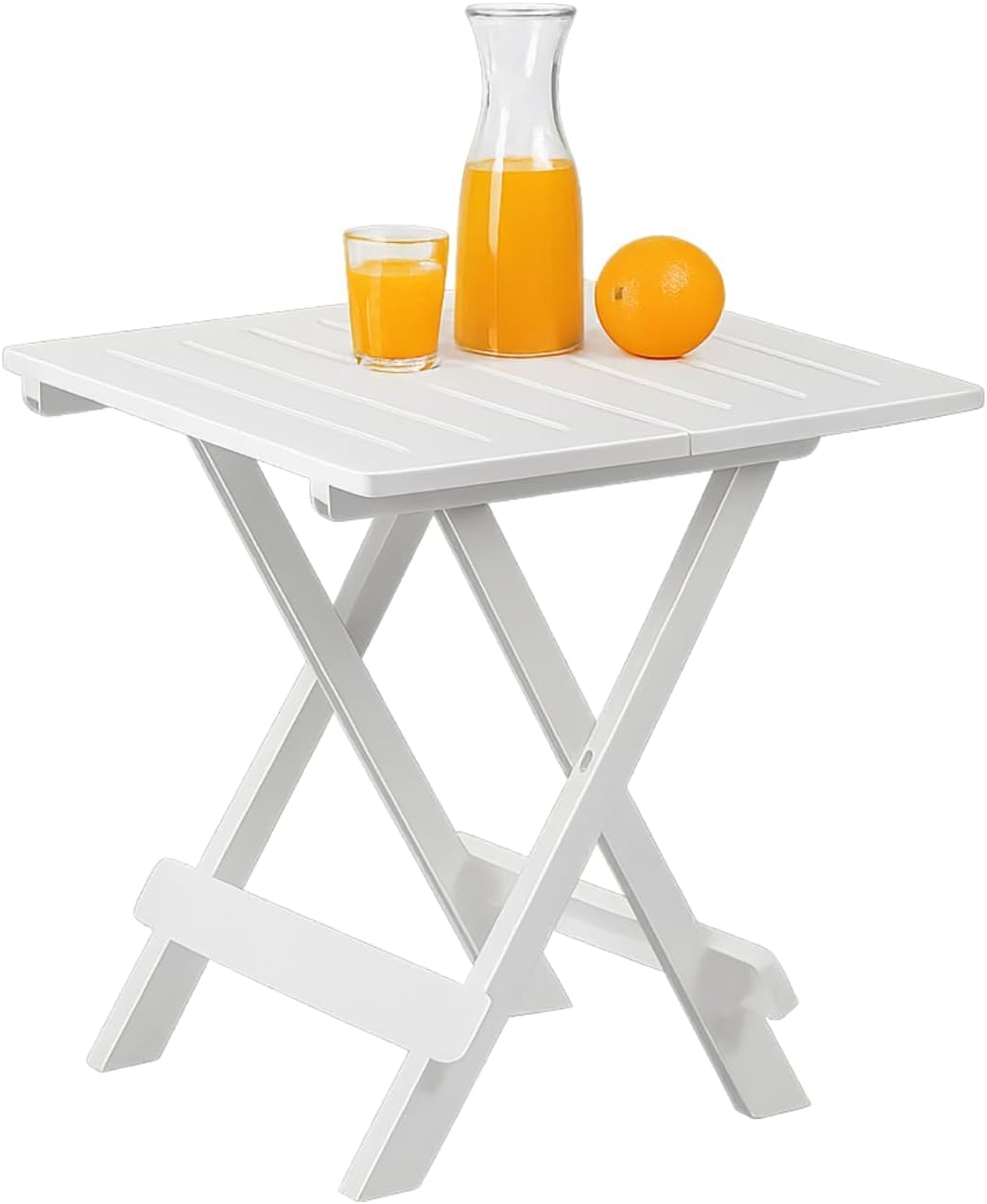 PALUPLUS Tavolo Pieghevole da Giardino in Plastica di colore BIANCO, Misura 44x44x51 cm, Tavolino Salvaspazio Piccolo da Campeggio, Picnic, per Esterno ed Interno -ADI201F