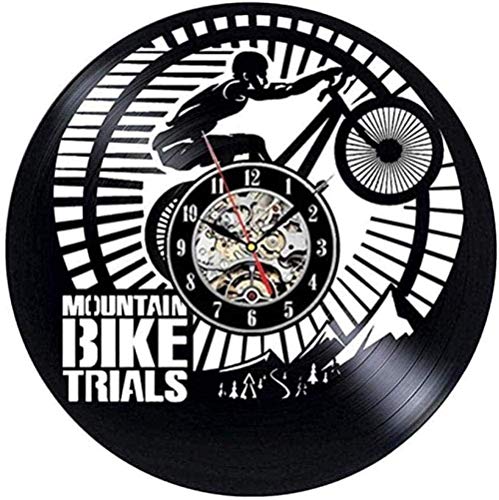 Mountainbike Vinyl Wanduhr Modernes Design Radfahren Sport Vinyl Schallplattenuhr Wandhalterung mit LED