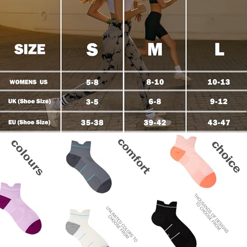 Image of BRISIRA Coolmax Bamboo Viscose Women Compression Running Ankle Socks No Show Athletic Wicking Thick Cushioned Arch Support