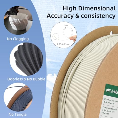 Image of eSUN Matte PLA Filament 1.75mm, 3D Printing PLA Filament 1.75mm Dimensional Accuracy + /- 0.03mm, 1kg Carboard Spool (2.2lbs) for Most FDM 3D Printers,Light Khaki