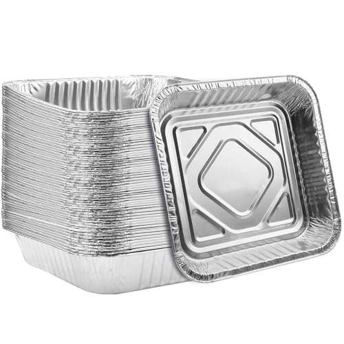 ANQIA Thickened Disposable 9'' X 9'' Inch Square Aluminum Foil Baking Pans for Air Fryer Toaster Oven Baking Pan for Cake or Brownie Dish (60)