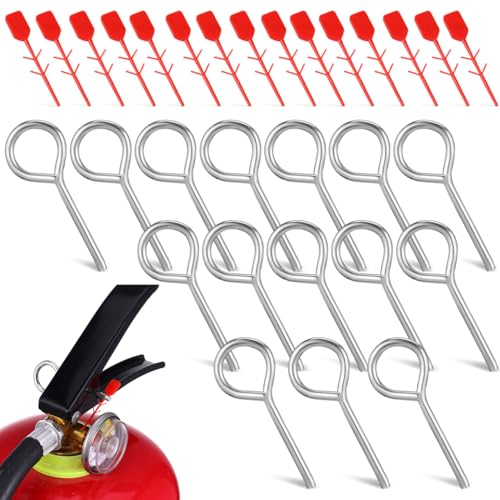 Image of jojofuny 15 Sets Fire Extinguisher Locking Pins with Red Tamper Seals Plastic and Metal Safety Clips for Home Use Fire Extinguisher Safety Pull Pins