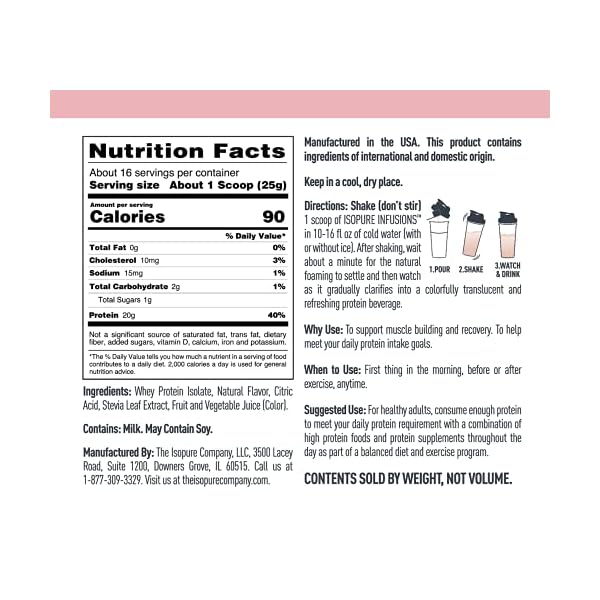 Isopure-Infusions-Refreshingly-Light-Fruit-Flavored-Whey-Protein-Isolate-Powder-Shake-Vigorously-Infuses-in-a-Minute-Tropical-Punch-16-Servings-Packaging-May-Vary Isopure Protein Powder, Clear Whey Isolate Protein, Post Workout Recovery Drink Mix, Gluten Free with Zero Added Sugar, Infusions- Tropical Punch, 16 Servings