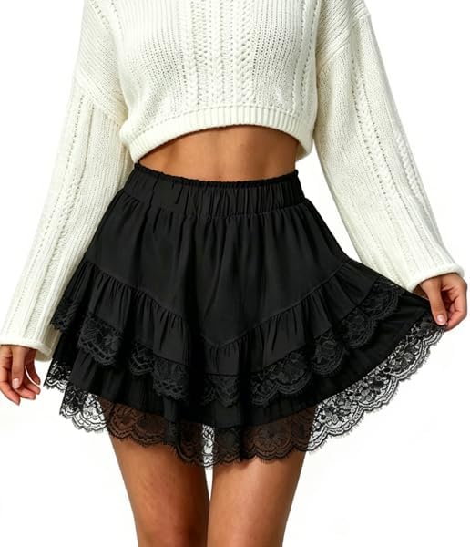 Women Flowy Shorts Ruffle Skorts High Waist Mini Skirts Casual Short Boho Beach Elastic Girls Summer Outfits