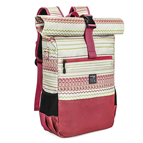 EverVanz Laptop-Rucksack, Damen & Herren Roll Top Wasserdichter Wanderrucksack, Leichtgewichtiger Freizeit-Rucksack, Stilvolle Schultasche mit USB-Ladebuchse