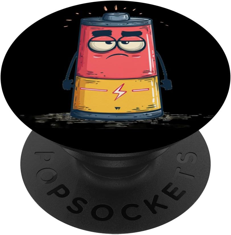 Grumpy Weak Battery Face for Energy Adults and Kids PopSockets Adhesive PopGrip