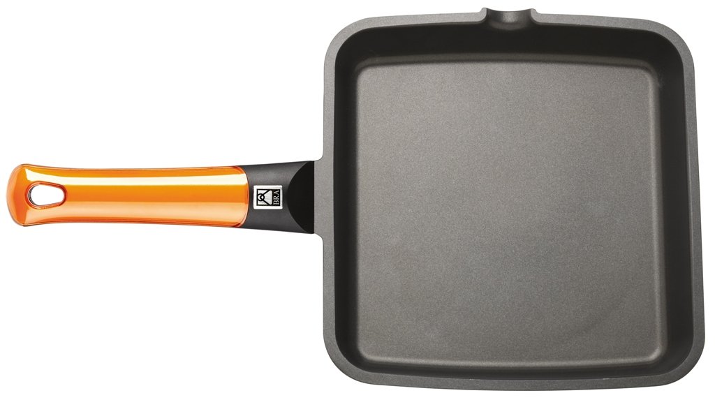 BRA Efficient Orange | Glatter Drehspieß 22 cm, Aluminiumguss | Platinum Plus-Antihaftbeschichtung, Antihaftbeschichtung, PFOA-frei, Für alle Herdarten einschließlich Induktion geeignet
