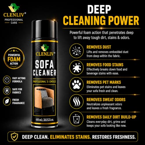 Image of Sofa Foam Cleaner - Waterless Sofa & Carpet Cleaner Foam | Quick Dry Fabric Upholstery Spot Remover | Anti-Odour Fabric and Cushion Cleaner | 1200ML (Pack Of 2)