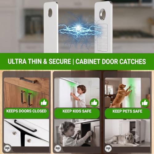 Magnetic Cabinet Door Catch 6 Pack, Ultra Thin 0.08" Invisible Cabinet Magnets with Strong Adhesive & Upgraded Screws, Pet & Kid Safe Cabinet Latch for Kitchen, Drawer, RV, Wardrobe (Stainless Steel) - image 4