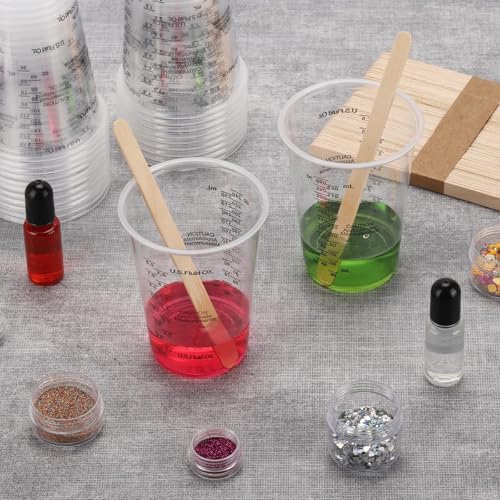 60 vasos medidores plásticos de 8oz para resina miniatura 4