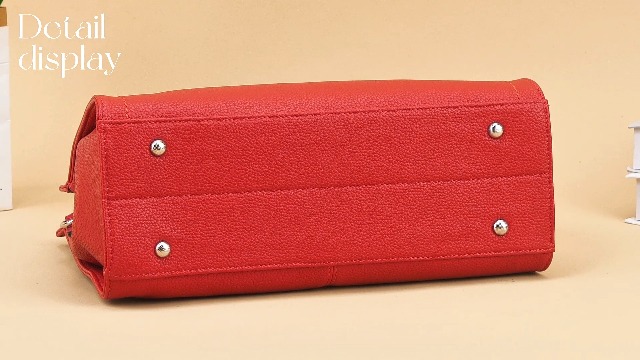 Bolso de cuero vegano textura lychee para mujer miniatura 7