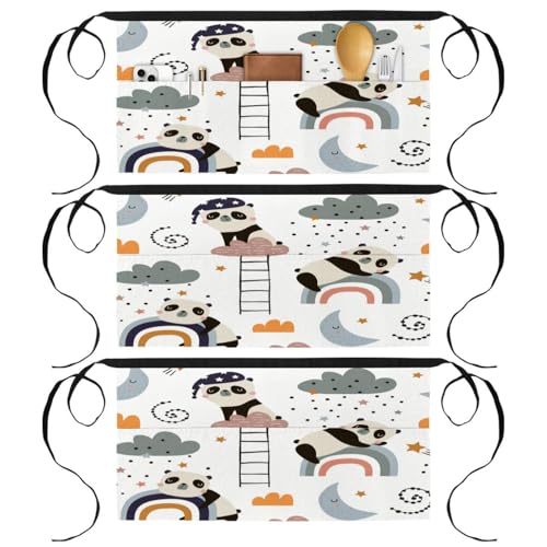Lot de 3 tabliers avec 3 poches frontales au design multicolore original