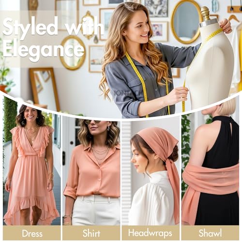 60" Chiffon Fabric by The Yard Pre-Cut Sheer Fabric for Wedding Arch Draping Fabric Swag Curtain Scarf Party Backdrop Decoration Ceiling Decor (Peach, 5 Yards) by IONTACH - Used condition - Image 5