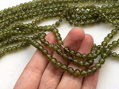 Perles de vessonite vertes pour création collier de 4.5-5mm - 2