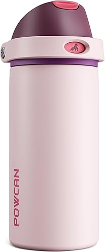 Miniatura 38 de POWCAN - Botella de agua aislada, 24 oz, tapa 2 en 1, boquilla de botón, popote abatible, a prueba de fugas, acero inoxidable, para portavasos