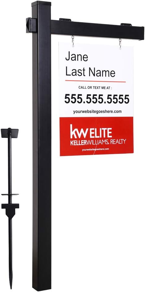 6-Feet Real Estate Sign Post with 36" Arm - Black