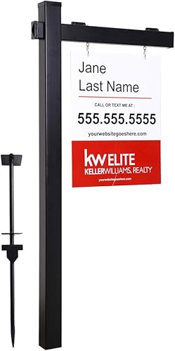 Poste de vinilo de PVC negro para bienes raíces con tapa plana de 6 pies (4" x 4" x 72") postes de letreros de patio de agente inmobiliario para