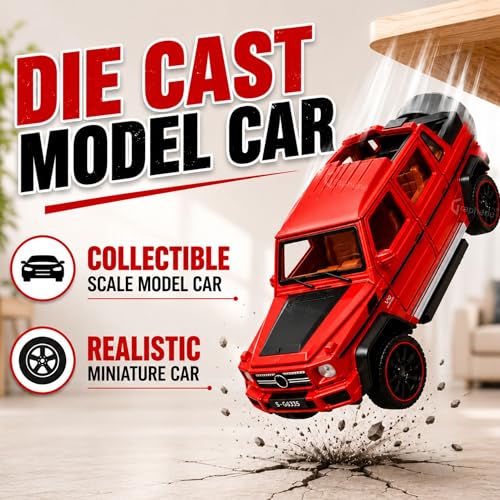 Image of GRAPHENE 1:22 Scale Die-Cast SUV Toy Car Pull Back Miniature Alloy Model with Openable Doors Lights & Music Realistic Friction Red Car Gift for Boys Girls & Kids (Ages 2+)