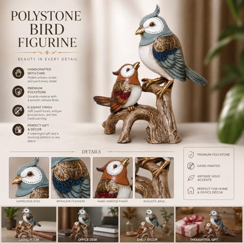 Image of ARMONIA Vintage Birds Decorative Statue for Home Decor | Italian Designer Bird Couple Showpiece | Premium Polystone Figurine | Best Romantic Gift for Girlfriend, Wife & Couples (9.8 Inch Height)