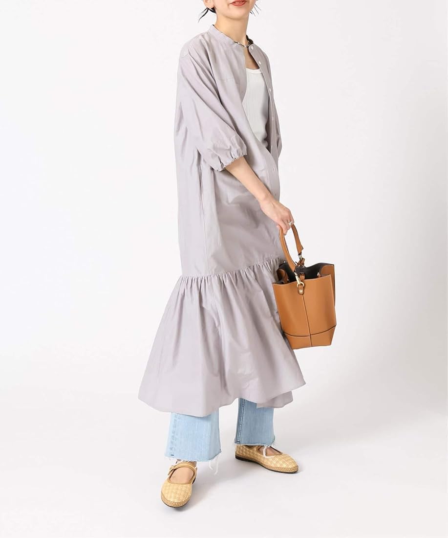 ボトムスス単品 IENA イエナ ティアードシャツワンピース オレンジ