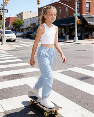 Image of Girls Parachute Cargo Pants Drawstring Waterproof Causal Hiking Pants for Girls Pockets Lightweight Running Joggers