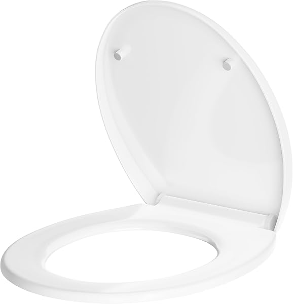 TROPOW Toilettendeckel mit Absenkautomatik,Antibakterieller WC Sitz,Quick-Release-Funktion,Passend für die meisten O-Form-Toiletten,PP-Klodeckel,Toilettensitz Belastbar bis 150 kg,Weiß - 1