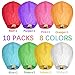 Nuluphu 100% ECO Biodegradable Flying Chinese Sky Lanterns, No Assembly Required(no Metal Wires) Mix Wish Lights(Pack of 10) (Huge)