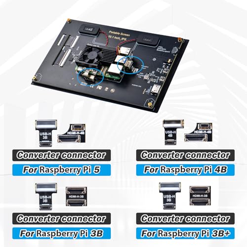 Image of GeeekPi 10.1 inch Capacitive Touchscreen for Raspberry Pi, HDMI Monitor IPS 1280X800 LCD Display with Dual-Speaker for Raspberry Pi 5 /4B /3B+ /3B /B+, with Mount Hole to Install Raspberry Pi Board