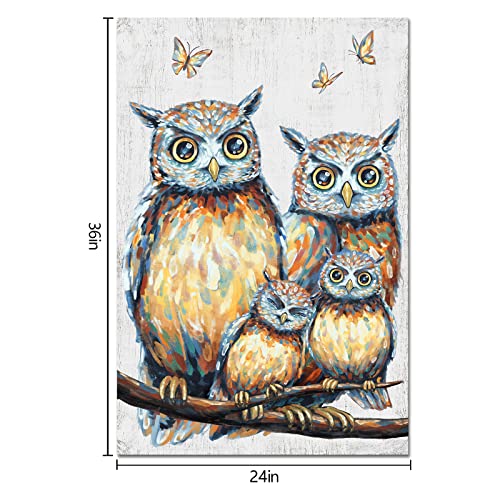 Homeoart Owl Decor Picture Owl Family Painting Framed Canvas Print For Living Room Bedroom Farmhouse Wall Decor 24X36Inch #TOP1