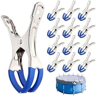 HX-uuyjno 12 pinces métal bleues pour bâche piscine