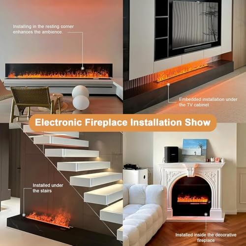 3D Water Vapour Electric Fireplace, 9-Color LED Flame, Humidifier, Remote & Touch Control, Ultra-Thin Design for Modern Home Decor, Cozy Atmosphere